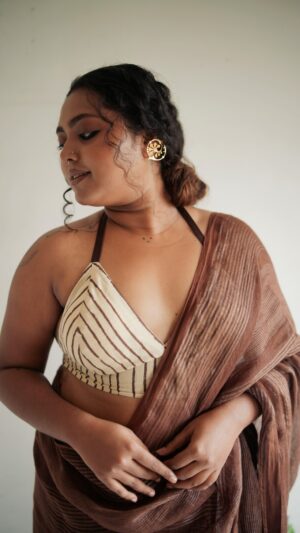 Beige Coffee Strip Bustier