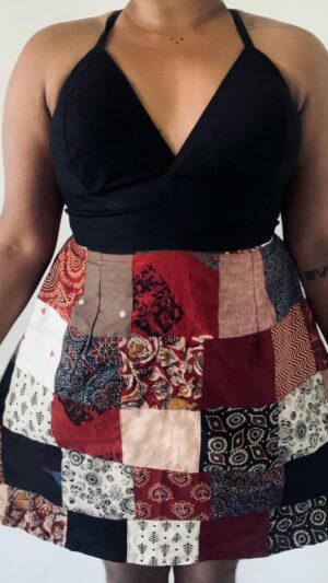 Black Maroon Patch Bustier Dress