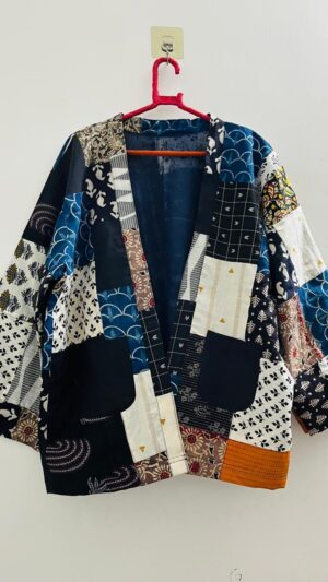 Black white patch jacket