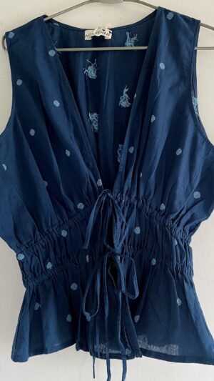 Blue dot Frill Top