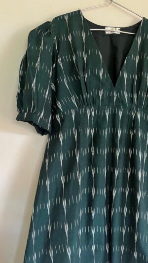 Green Ikkat A-line Dress