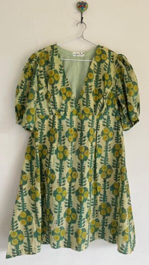 Green printed A-line Dress