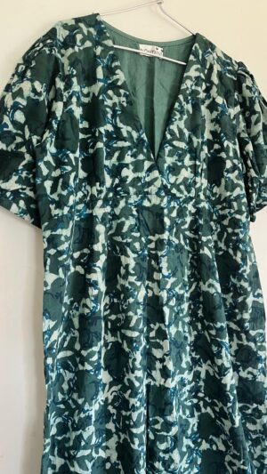 Long Green Printed A line Dress