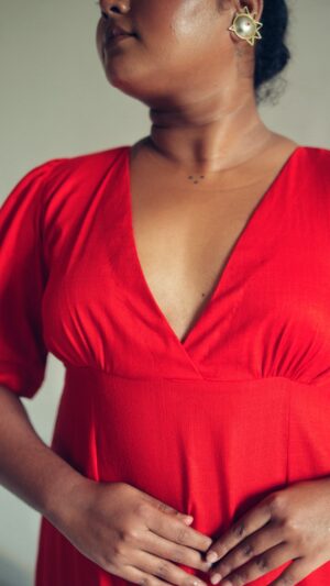 Long Red A line Dress