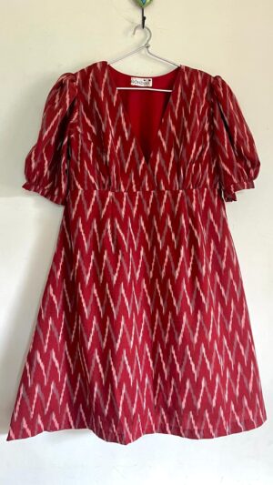Maroon Ikkat A-line Dress