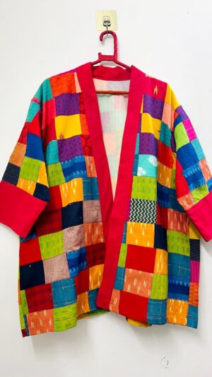 Red multi patch jacket