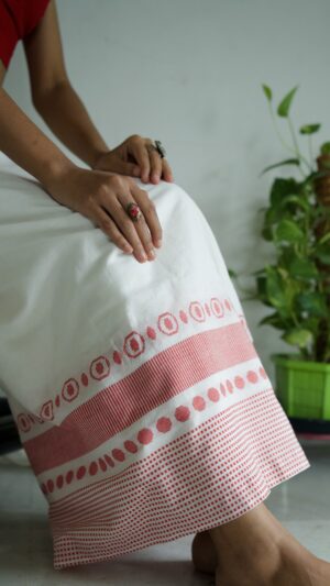 White Red Wrap Around Skirt