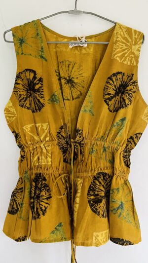 Yellow printed Frill Top