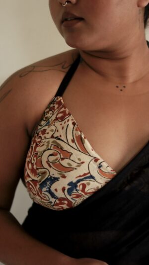 Beige Kalamkari Jamdani Bustier