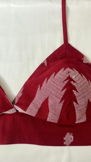 Maroon White Jamdani Bustier