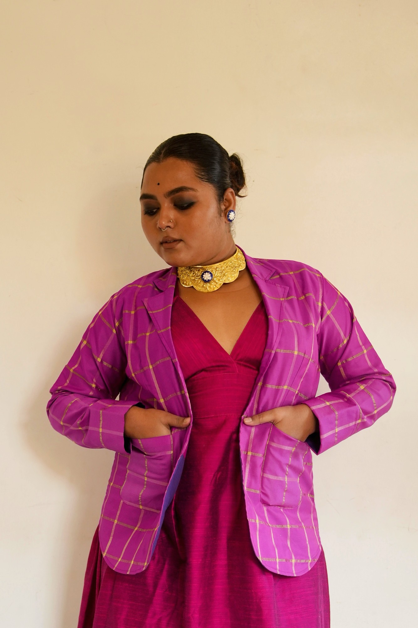 Purple Brocade Blazer - Image 2
