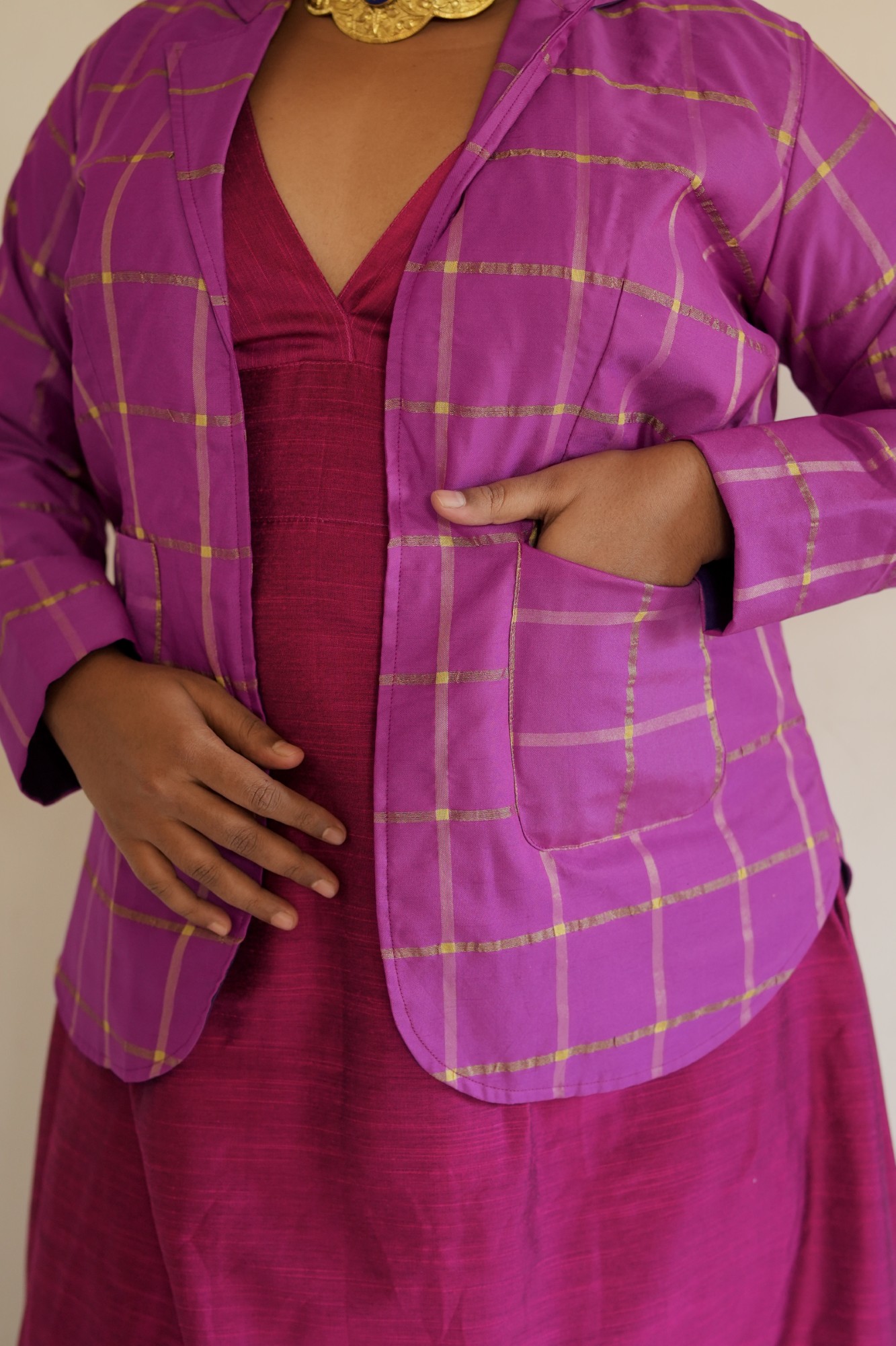 Purple Brocade Blazer - Image 3