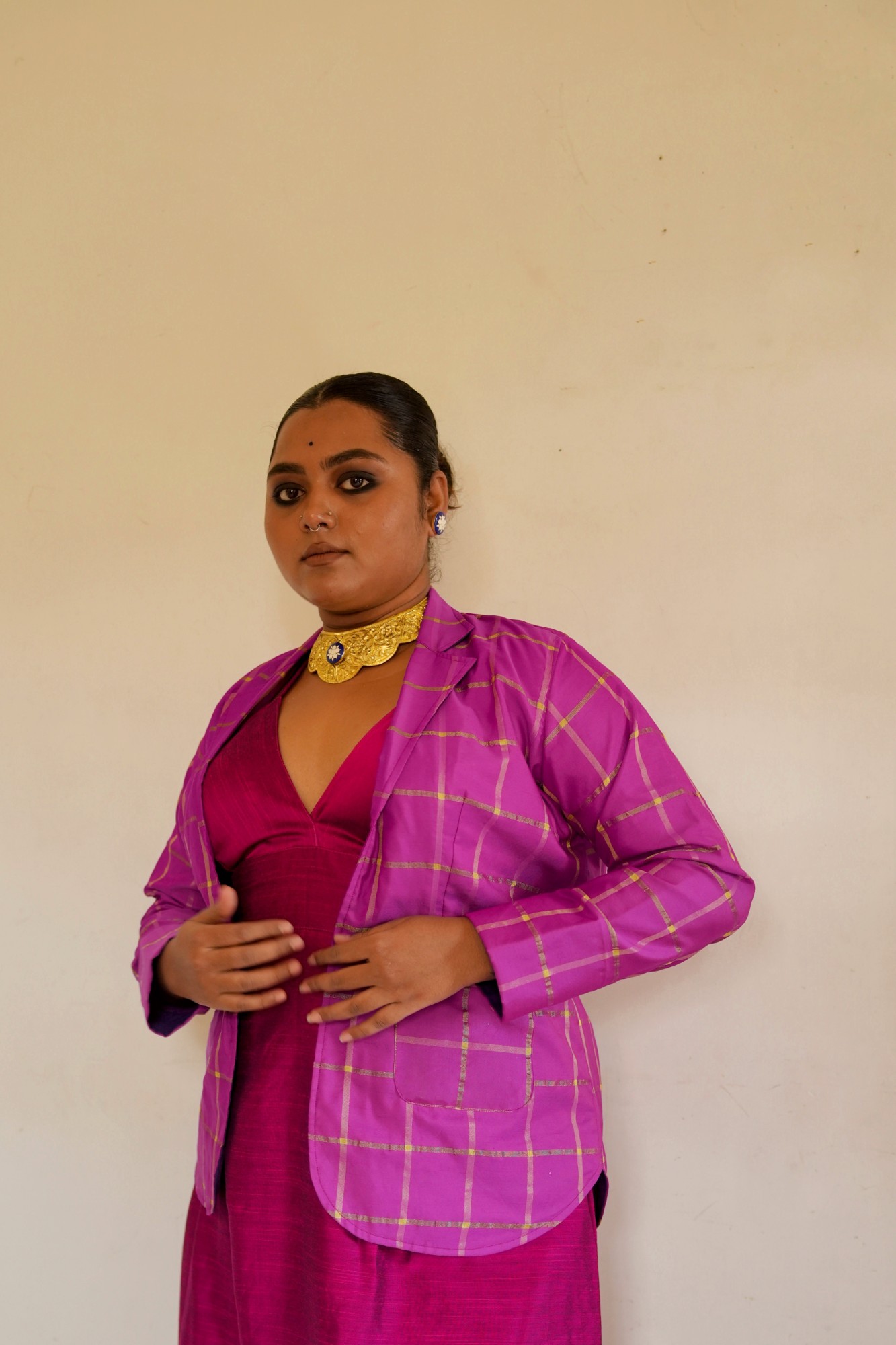 Purple Brocade Blazer - Image 4