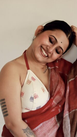 White Multi Double Ikat Bustier