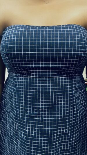 Blue Checkered Tube Top