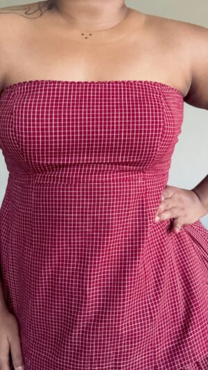 Maroon Checkered Tube Top