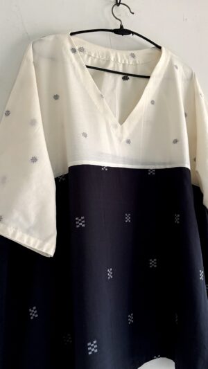 Black and White Jamdani Easy Top