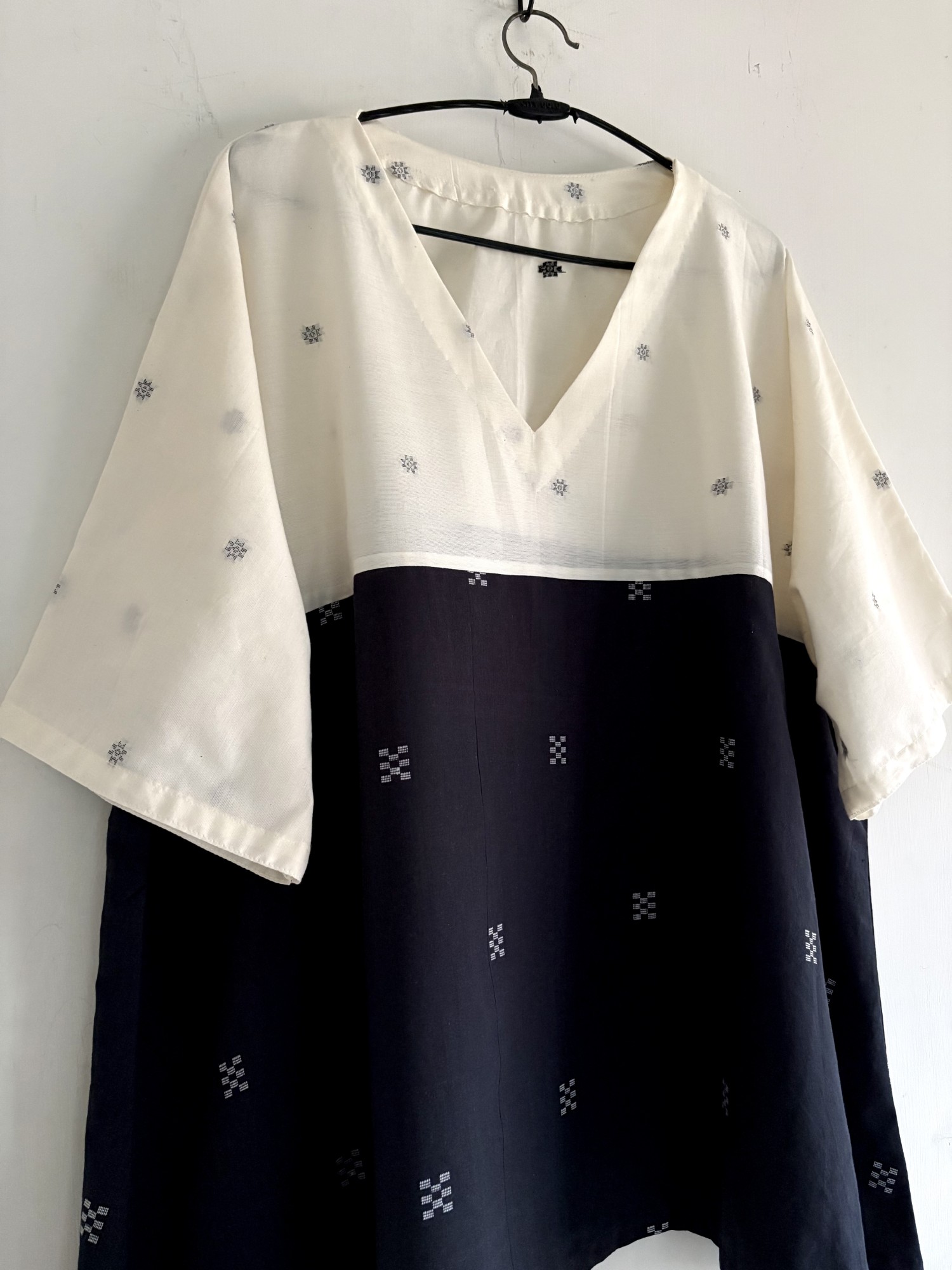 Black and White Jamdani Easy Top