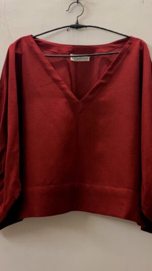 Maroon Balloon Sleeve Top