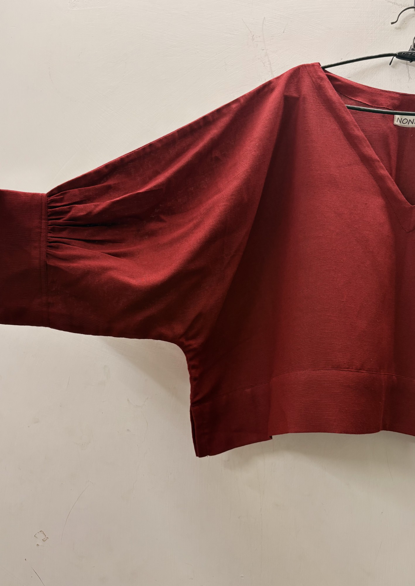 Maroon Balloon Sleeve Top - Image 2