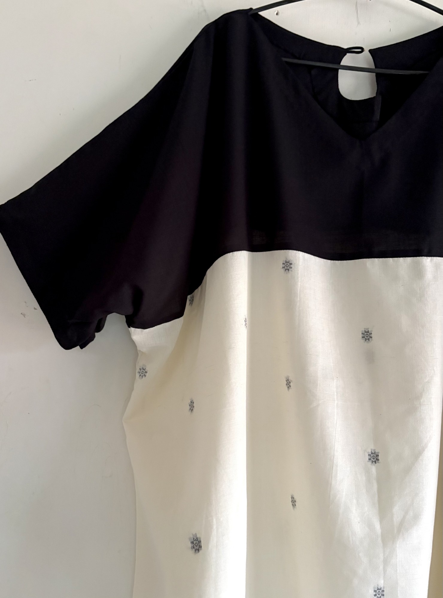 Plain Black and White Jamdani Easy Top