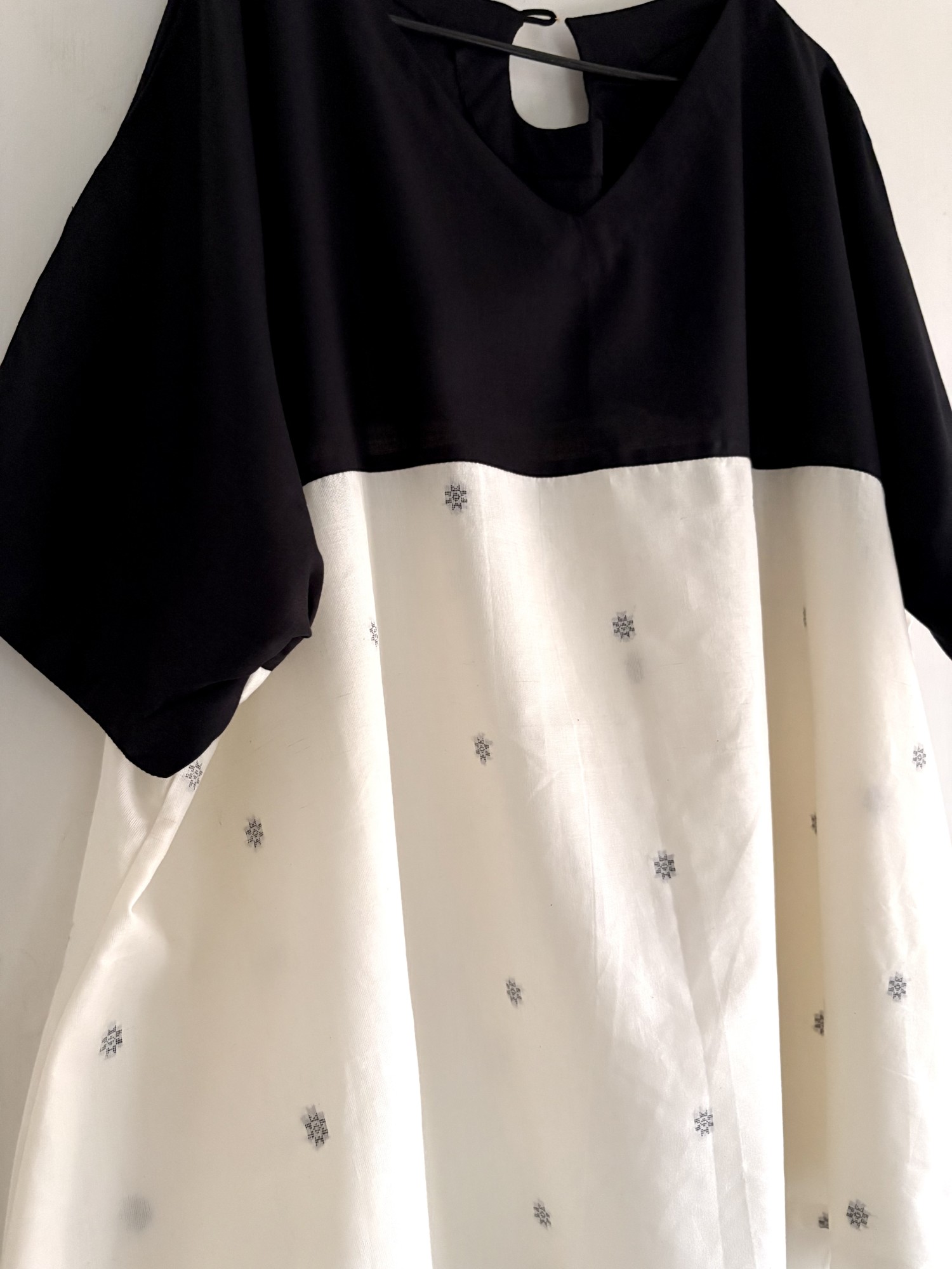 Plain Black and White Jamdani Easy Top - Image 2