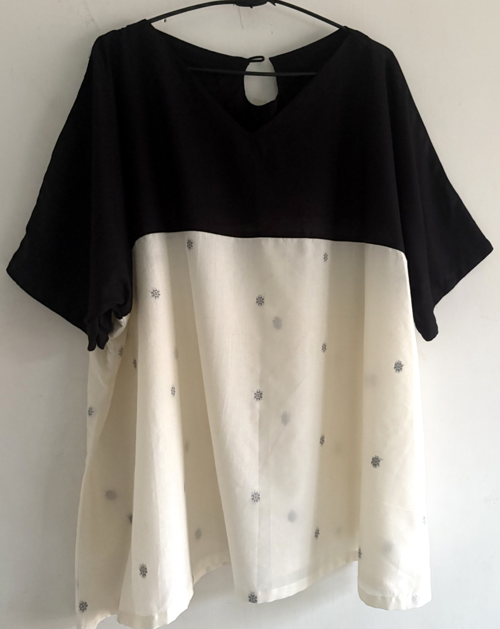 Plain Black and White Jamdani Easy Top - Image 3