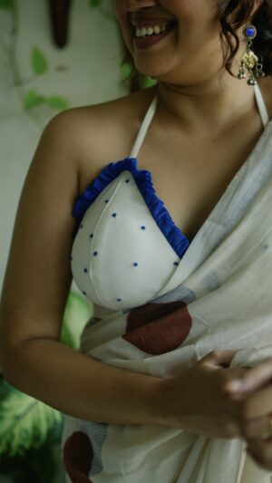 White Blue Frill Bustier